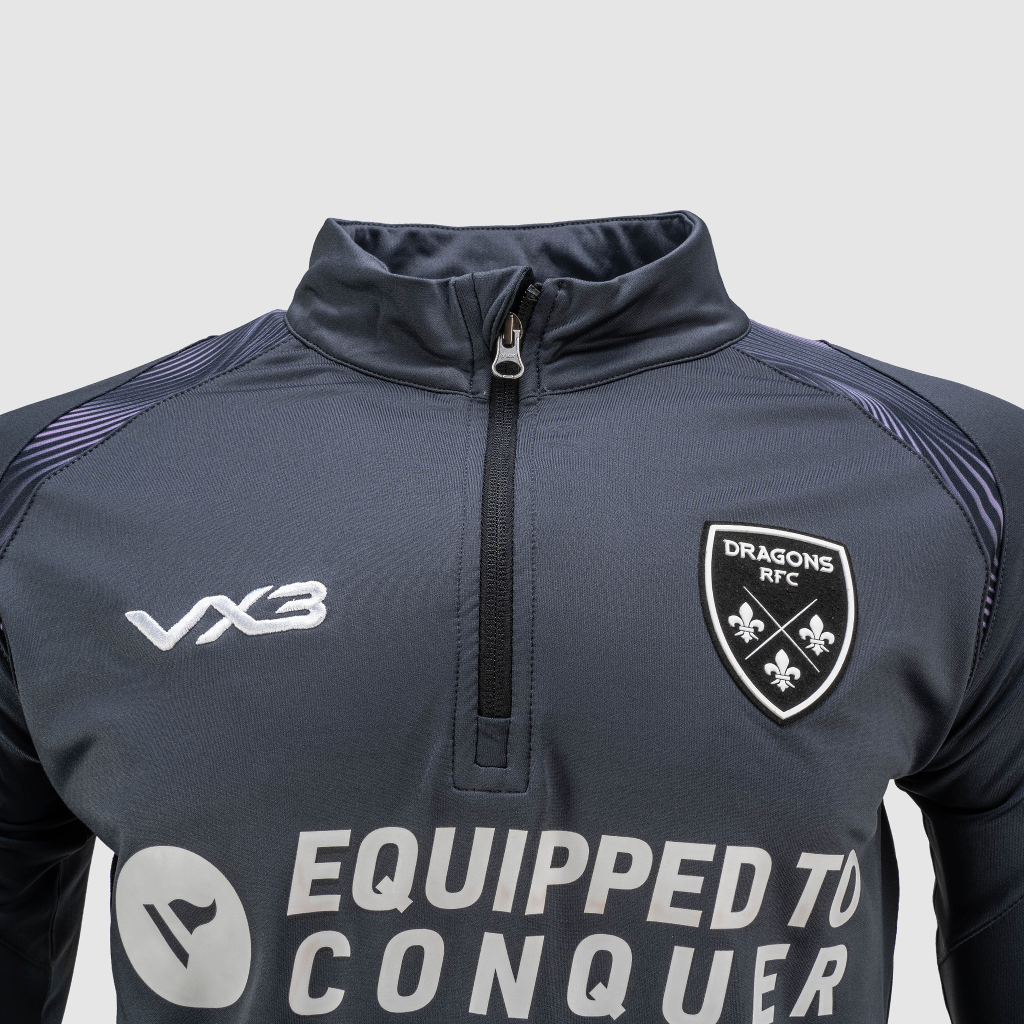 Dragons RFC 24/25 Youth Half Zip Top - Gun Metal Grey/Lavender