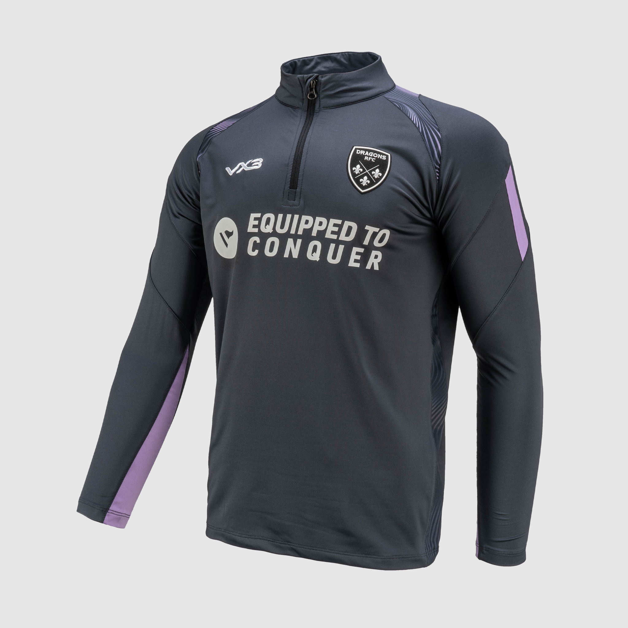 Dragons RFC 24/25 Youth Half Zip Top - Gun Metal Grey/Lavender