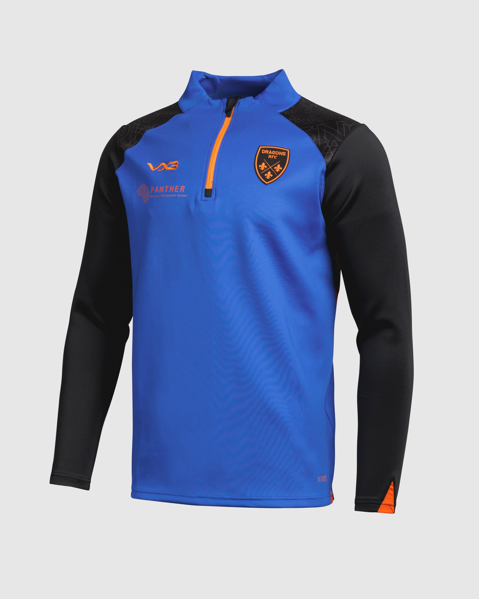 Dragons RFC 25/26 Vertex Half Zip Top Royal/Black/Bright Orange