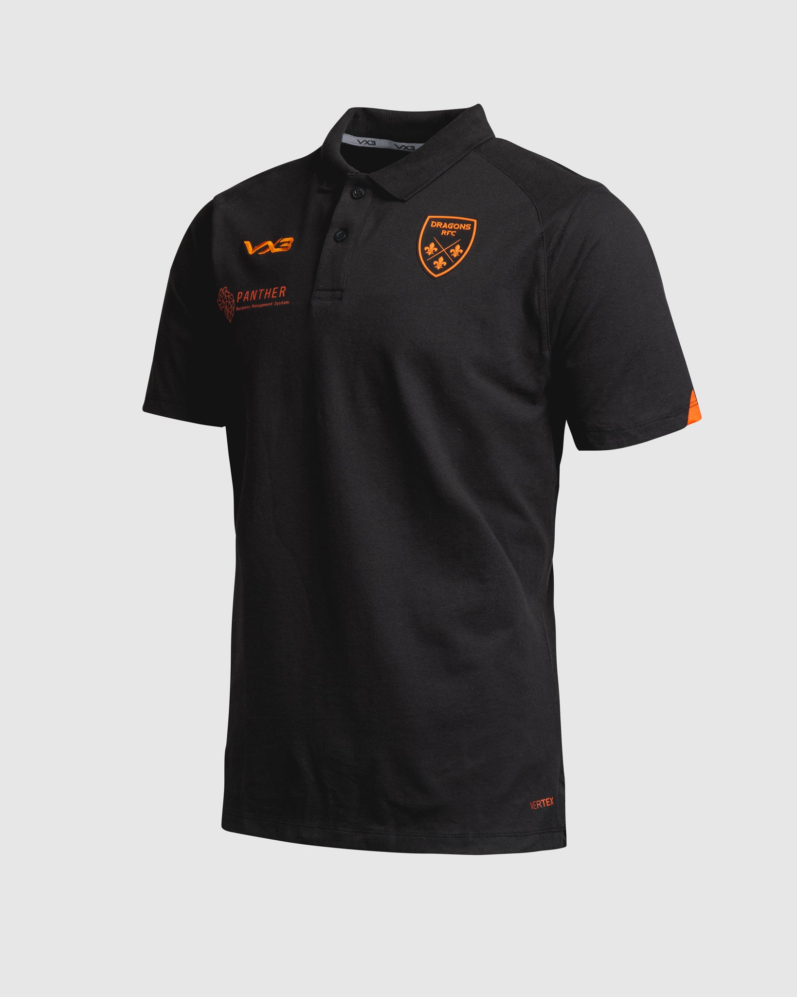 Dragons RFC 25/26 Polo Shirt Black/Bright Orange