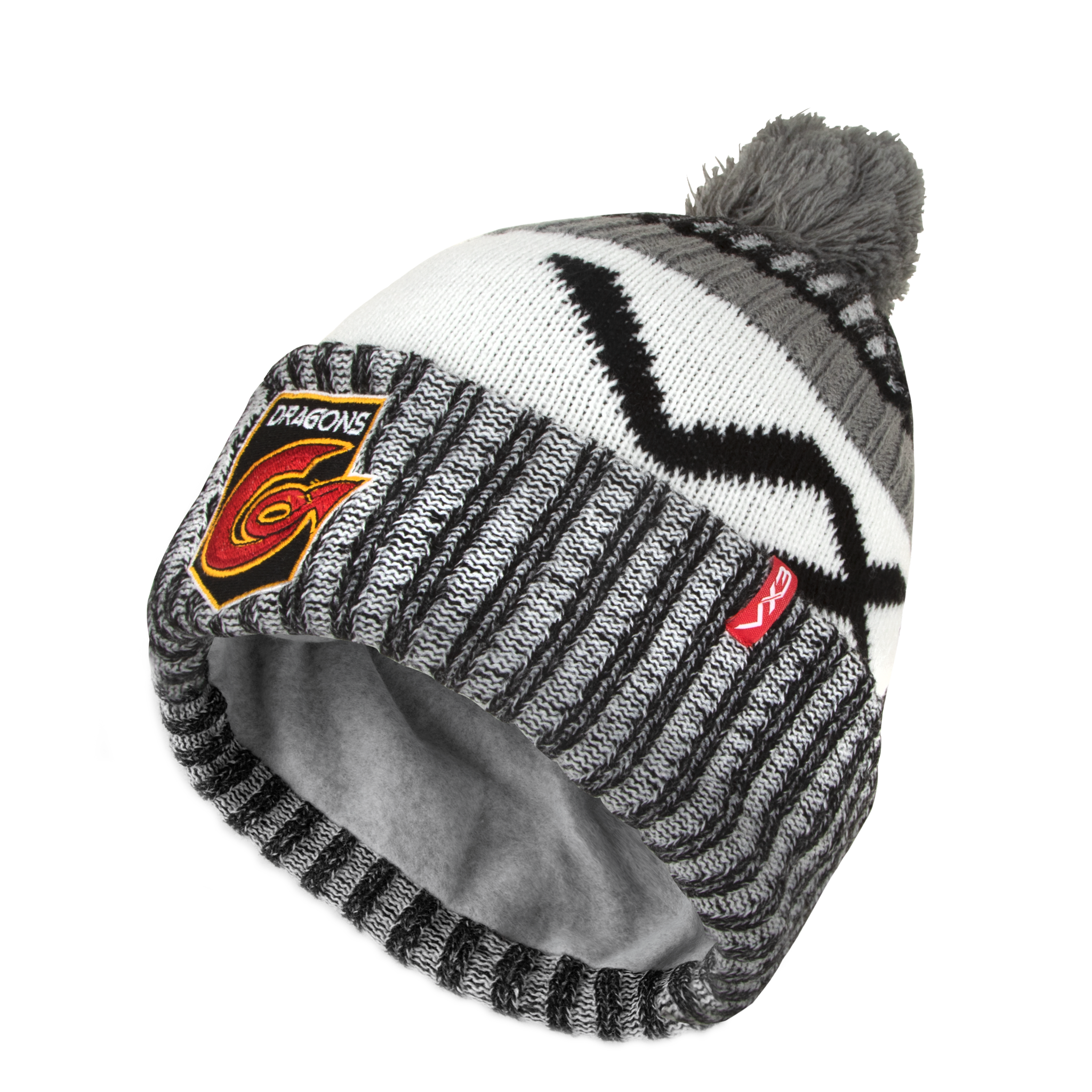 Dragons Bobble Hat 21/22 Black/Dark Grey/Antique White